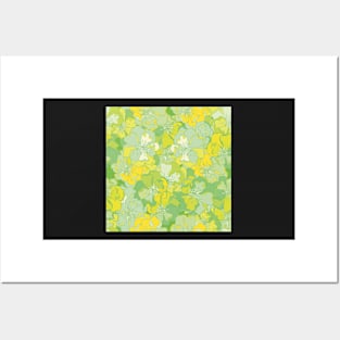 Flower pattern in green and yellow colors , seamless Posters and Art